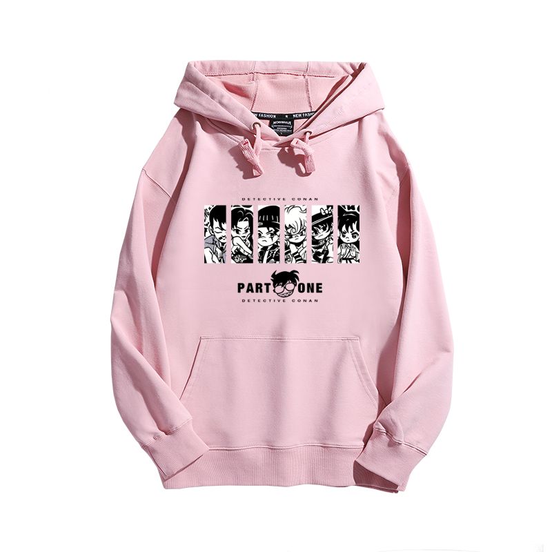 名偵探柯南聯名衛衣2024秋冬新款親子情侶裝薄絨款連帽衛衣