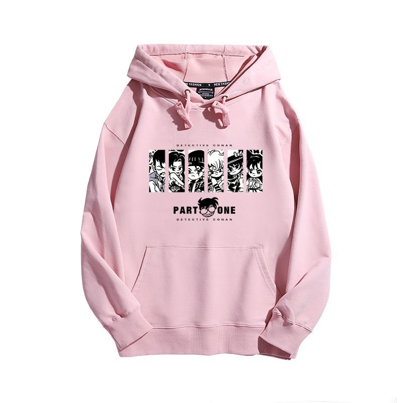 名偵探柯南聯名衛衣2024秋冬新款親子情侶裝薄絨款連帽衛衣
