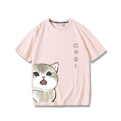 可愛貓咪探頭2024親子情侶男女同款 純棉T恤