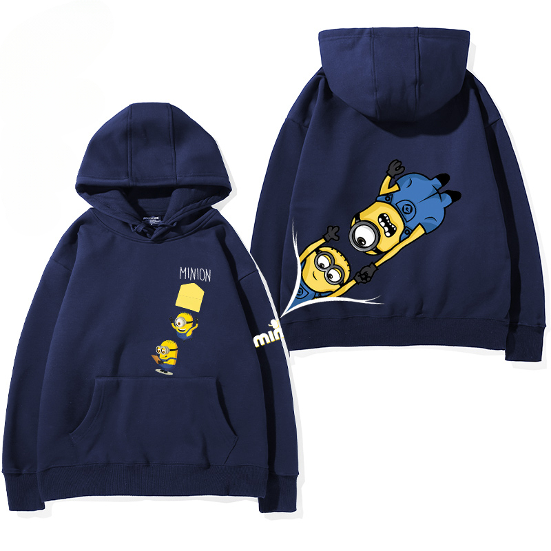 小黃人 聯名衛衣2024秋冬新款親子情侶裝薄絨款連帽衛衣