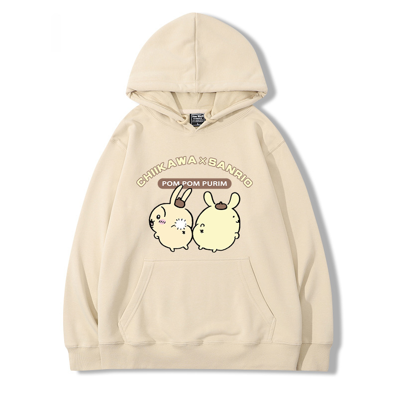 chiikawa吉伊卡哇聯名三麗歐 2024秋冬新款親子情侶裝薄絨款連帽衛衣