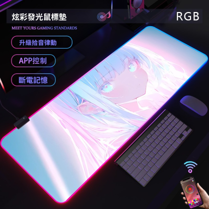 動漫RGB發光 主題桌墊 布質滑鼠墊 【支持客製化，聯係客服】