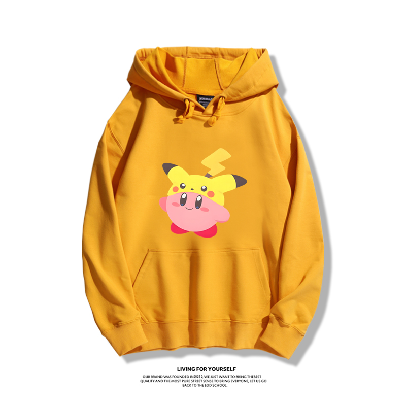 星之卡比聯名精靈寶可夢2024秋冬新款親子情侶裝薄絨款連帽衛衣