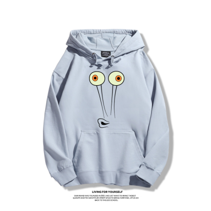 海綿寶寶聯名衛衣2023秋冬新款親子情侶裝薄絨款連帽衛衣