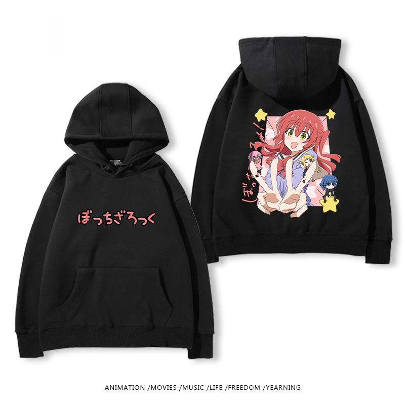 孤獨搖滾 聯名衛衣2024秋冬新款親子情侶裝薄絨款連帽衛衣