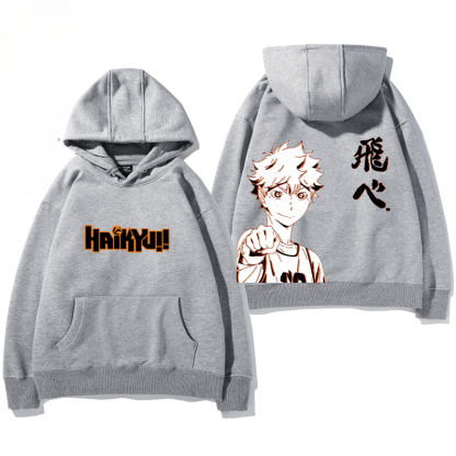 排球少年聯名衛衣2024秋冬新款親子情侶裝薄絨款連帽衛衣