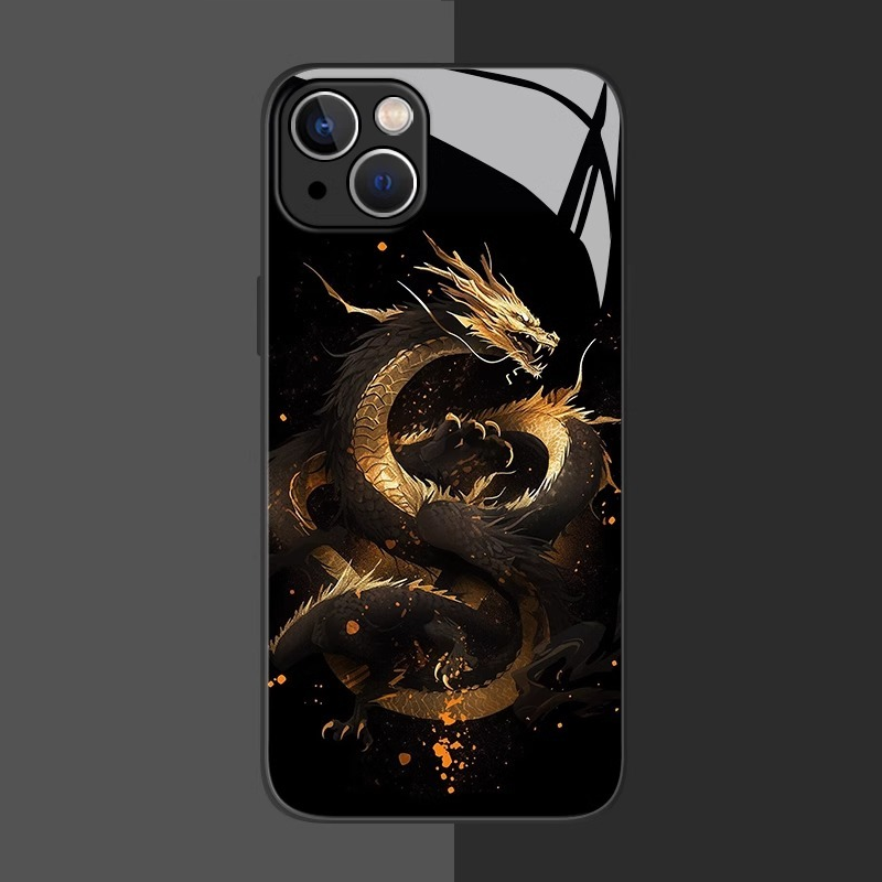 國潮黑龍新款高清全包防摔玻璃殼