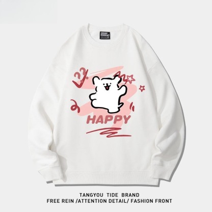 線條小狗聯名衛衣2024秋冬新款親子情侶裝薄絨款連帽衛衣