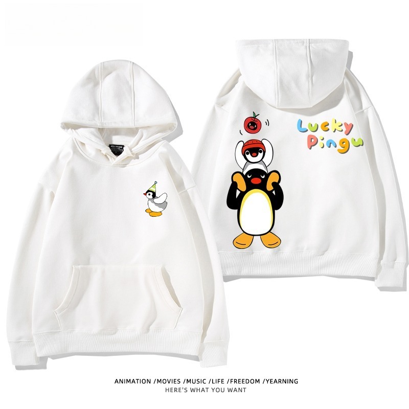 企鵝Pingu 秋冬新款 親子情侶男女連帽衛衣