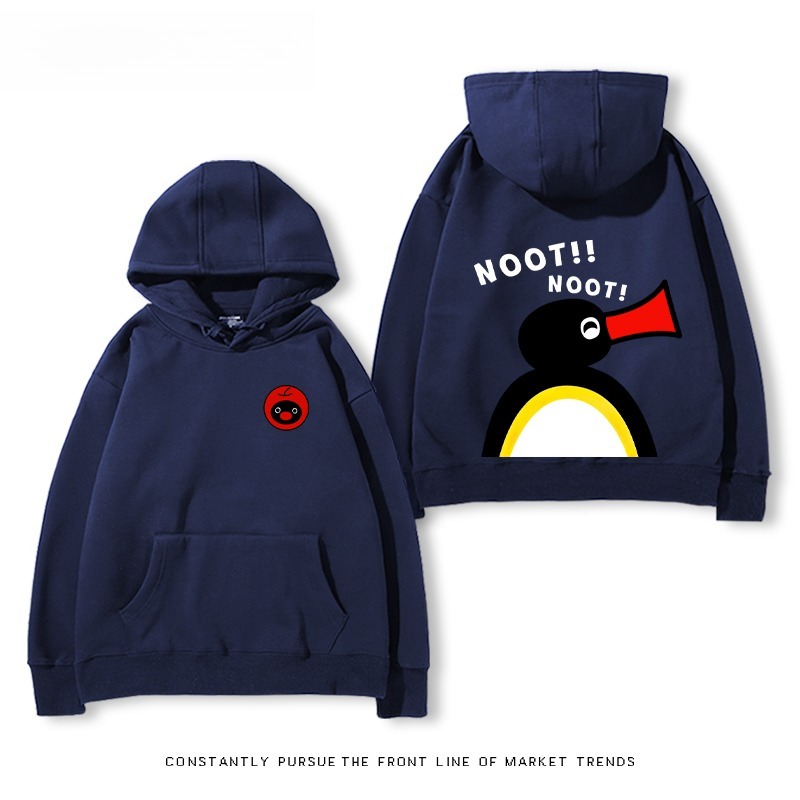 企鵝Pingu 秋冬新款 親子情侶男女連帽衛衣