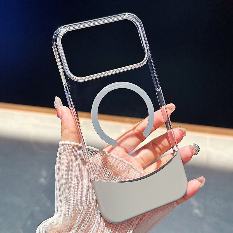 IPhone系列 高級感轻薄拼接透明Magsafe磁吸防摔手機殼