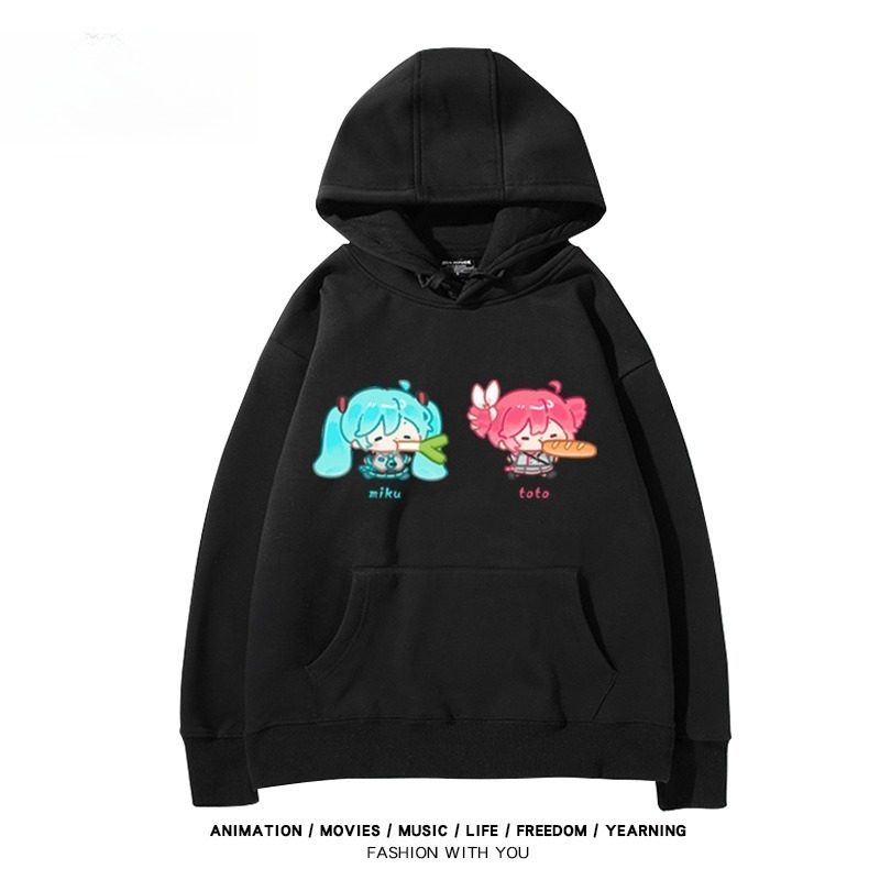 初音未來X重音Teto新款 親子情侶男女連帽衛衣