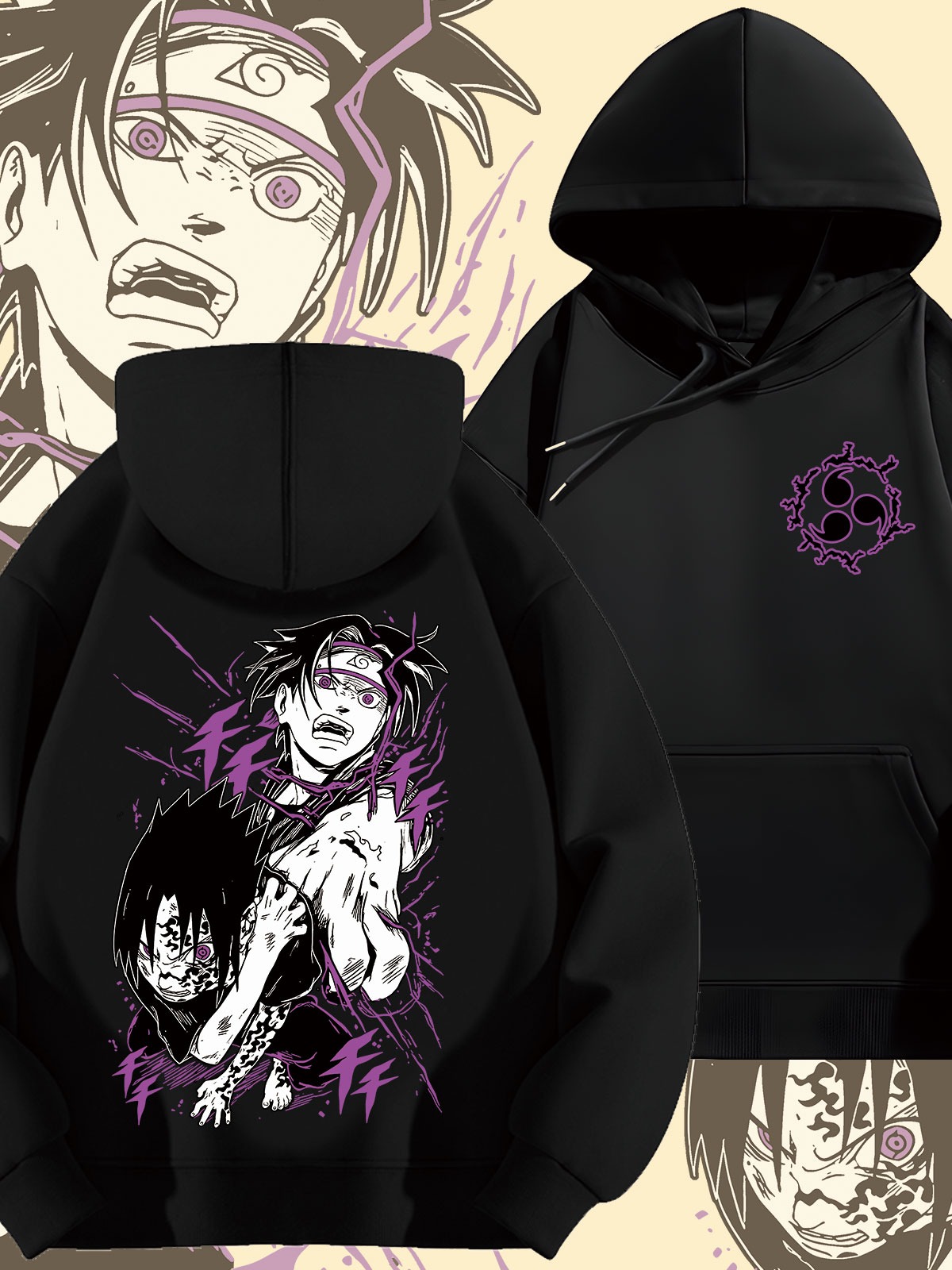 火影忍者 2024秋冬新款親子情侶裝薄絨款連帽衛衣