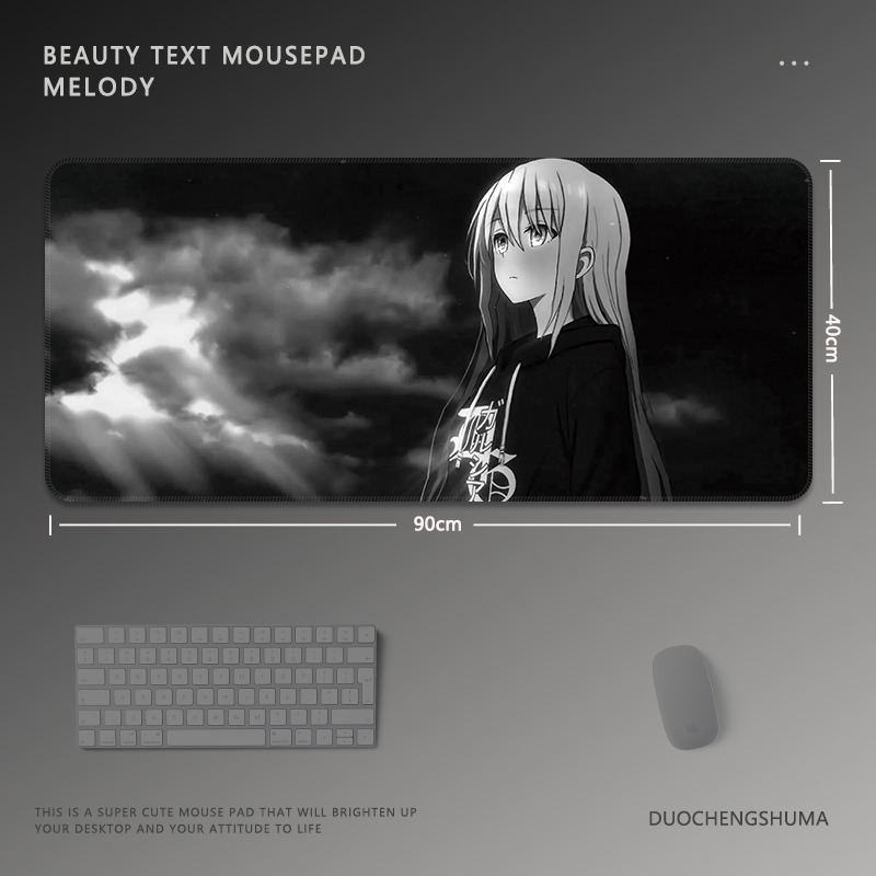 黑白動漫電競超大遊戲加厚防滑鼠標墊