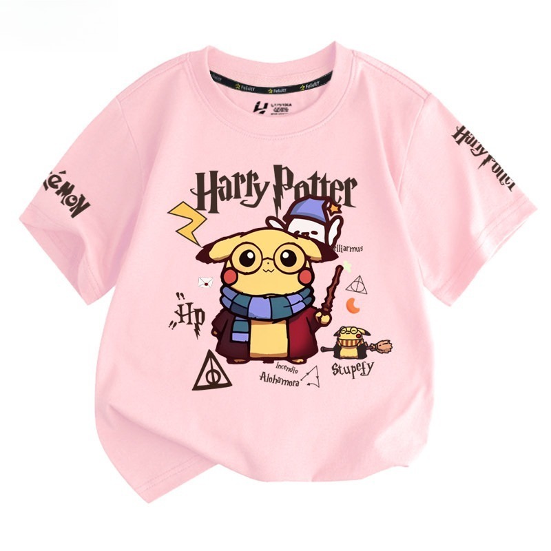 皮卡丘X哈利波特 2026親子情侶男女同款 印花短袖T恤