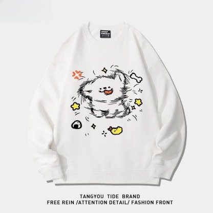 線條小狗聯名衛衣2024秋冬新款親子情侶裝薄絨款連帽衛衣