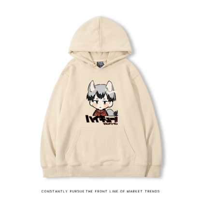 排球少年聯名衛衣2024秋冬新款親子情侶裝薄絨款連帽衛衣