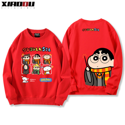 蠟筆小新聯名西遊記哈利波特玩具總動員小葵巴斯光年赫敏 2024親子情侶裝 圓領長袖