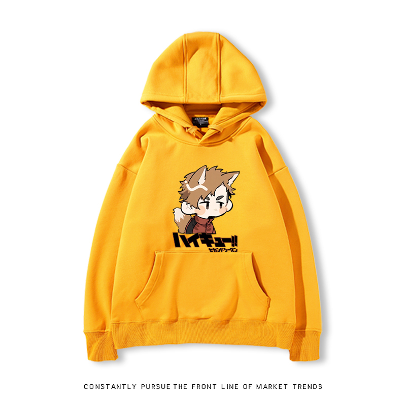 排球少年聯名衛衣2024秋冬新款親子情侶裝薄絨款連帽衛衣