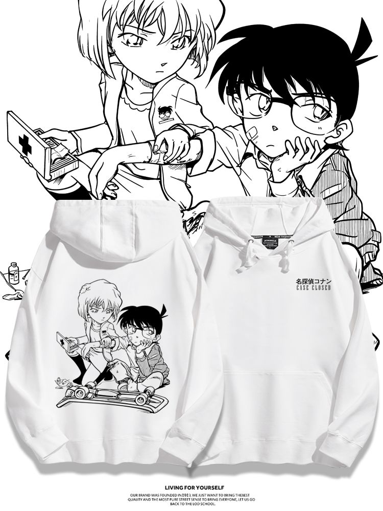 名偵探柯南聯名衛衣2023秋冬新款親子情侶裝薄絨款連帽衛衣