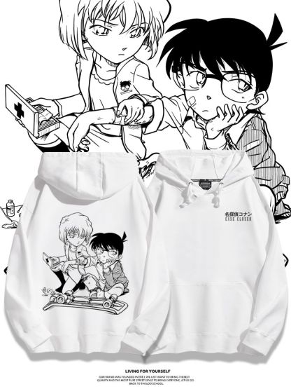 名偵探柯南聯名衛衣2023秋冬新款親子情侶裝薄絨款連帽衛衣