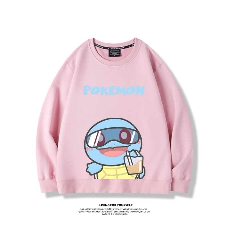 寶可夢喝奶茶2024親子情侶裝 圓領長袖