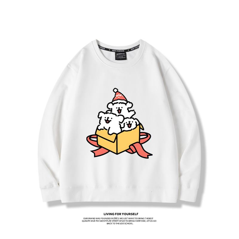 線條小狗聯名聖誕2023親子情侶裝 圓領長袖