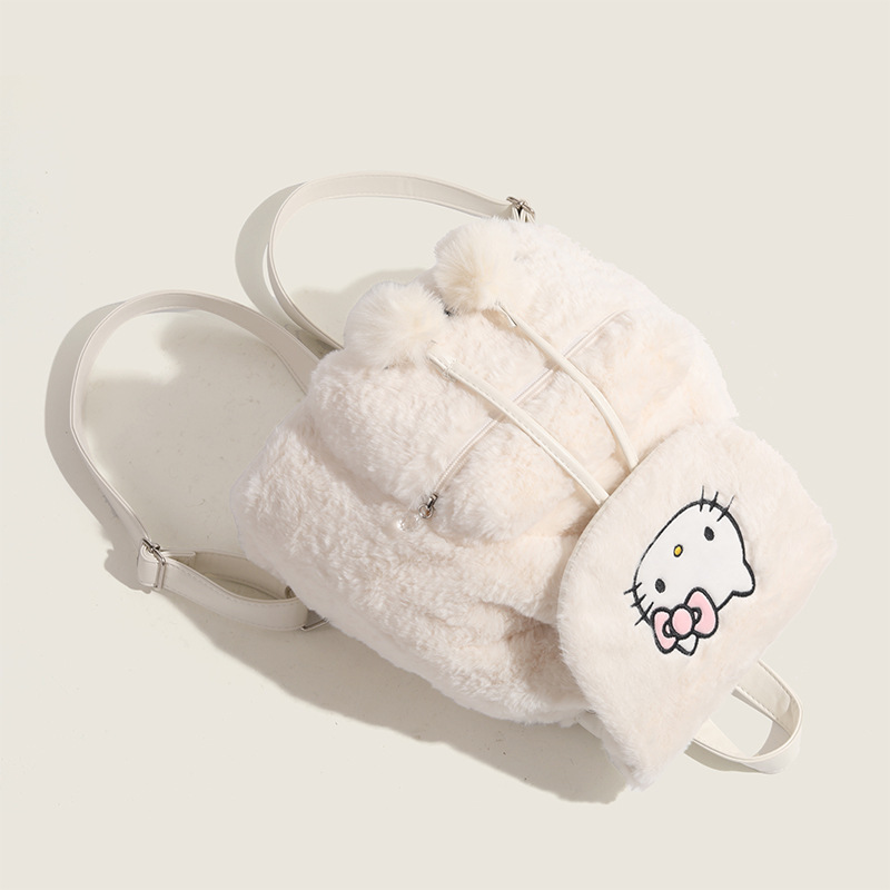 STARRY&DREAM正品毛絨翻蓋雙肩包2024新款大容量秋冬可愛背包