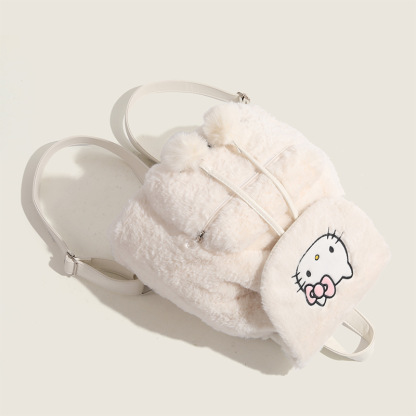 STARRY&DREAM正品毛絨翻蓋雙肩包2024新款大容量秋冬可愛背包