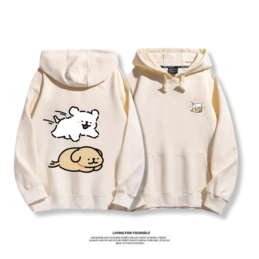 線條小狗 2025秋冬新款 親子情侶男女連帽衛衣
