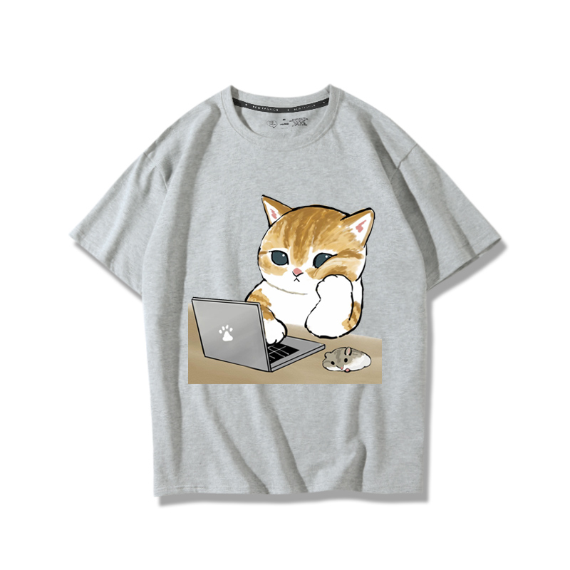 上班族貓咪2024親子情侶男女同款 純棉T恤