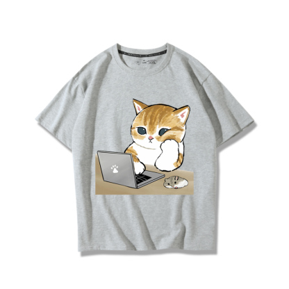 上班族貓咪2024親子情侶男女同款 純棉T恤