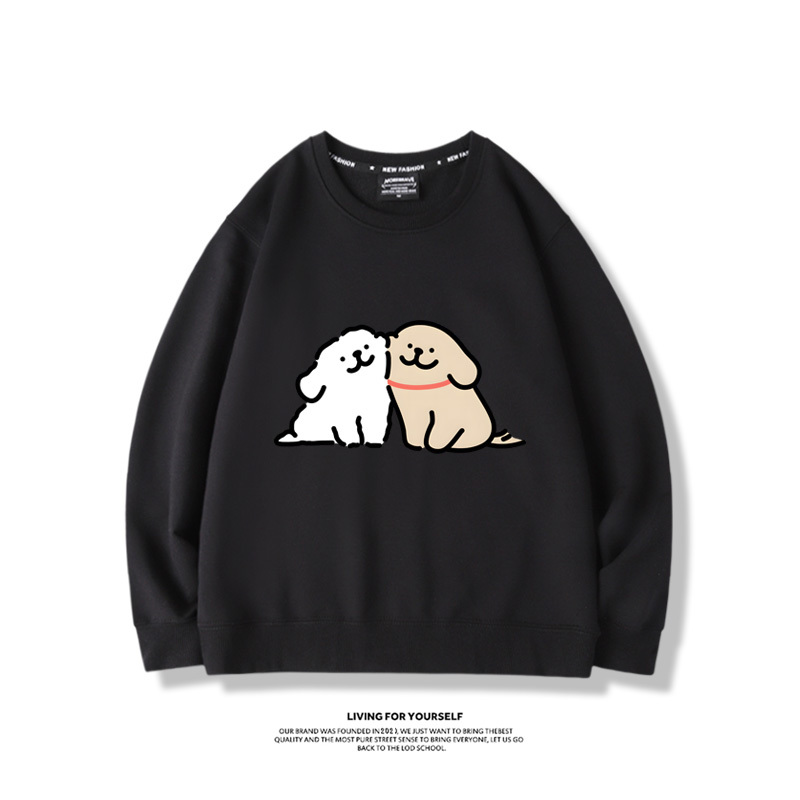 線條小狗2023親子情侶裝 圓領長袖