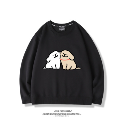 線條小狗2023親子情侶裝 圓領長袖