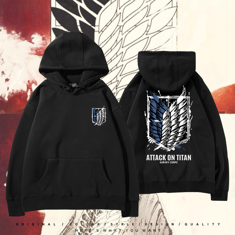 進擊的巨人2024秋冬新款親子情侶裝薄絨款連帽衛衣