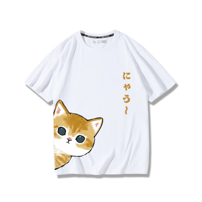 可愛貓咪探頭2024親子情侶男女同款 純棉T恤