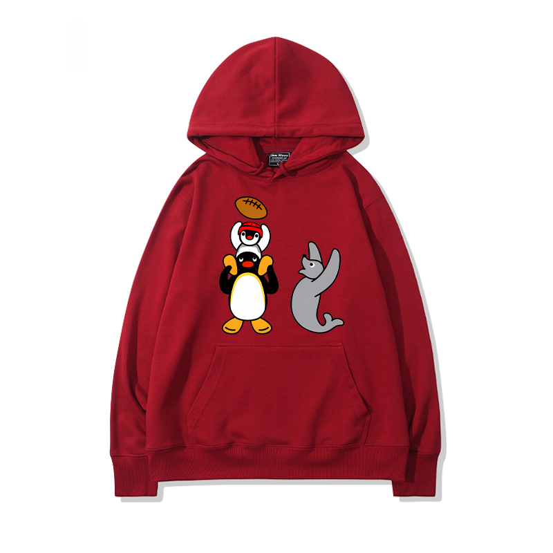 企鵝家族PINGU 聯名衛衣2024秋冬新款親子情侶裝薄絨款連帽衛衣