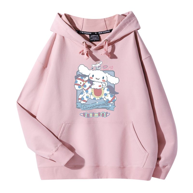 三麗鷗大耳狗聯名衛衣2023秋冬新款親子情侶裝薄絨款連帽衛衣