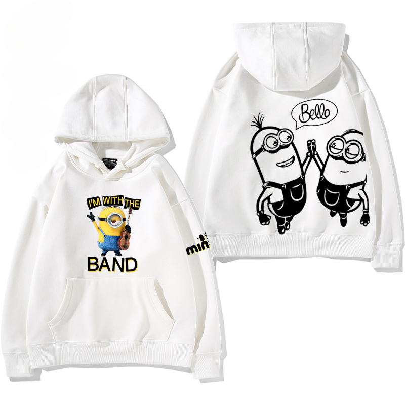 小黃人 聯名衛衣2024秋冬新款親子情侶裝薄絨款連帽衛衣