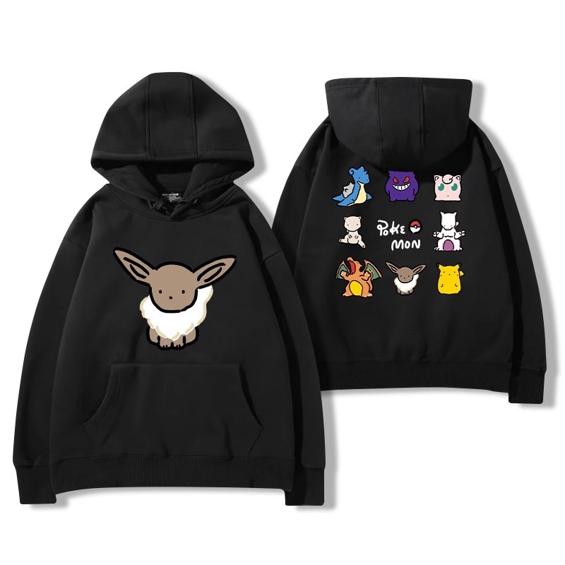 寶可夢聯名衛衣2024秋冬新款親子情侶裝薄絨款連帽衛衣