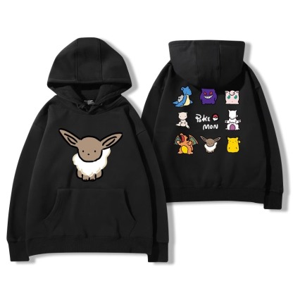 寶可夢聯名衛衣2024秋冬新款親子情侶裝薄絨款連帽衛衣