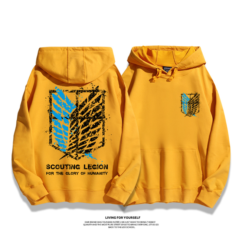 進擊的巨人聯名衛衣2023秋冬新款親子情侶裝薄絨款連帽衛衣