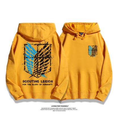 進擊的巨人聯名衛衣2023秋冬新款親子情侶裝薄絨款連帽衛衣