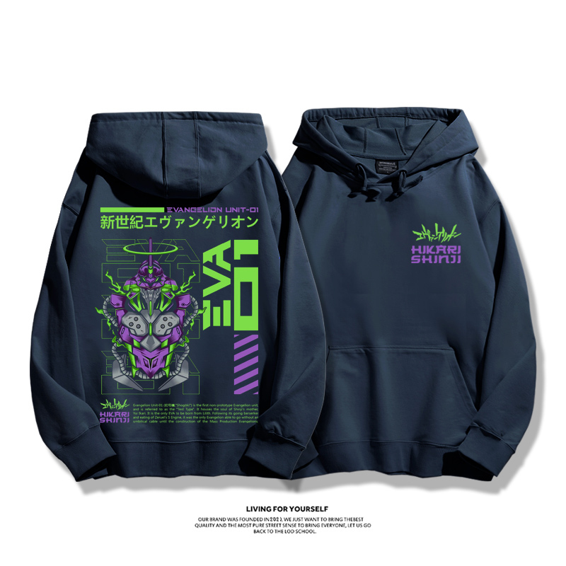 新世紀福音戰士EVA聯名衛衣2023秋冬新款親子情侶裝薄絨款連帽衛衣