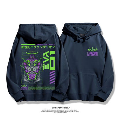 新世紀福音戰士EVA聯名衛衣2023秋冬新款親子情侶裝薄絨款連帽衛衣