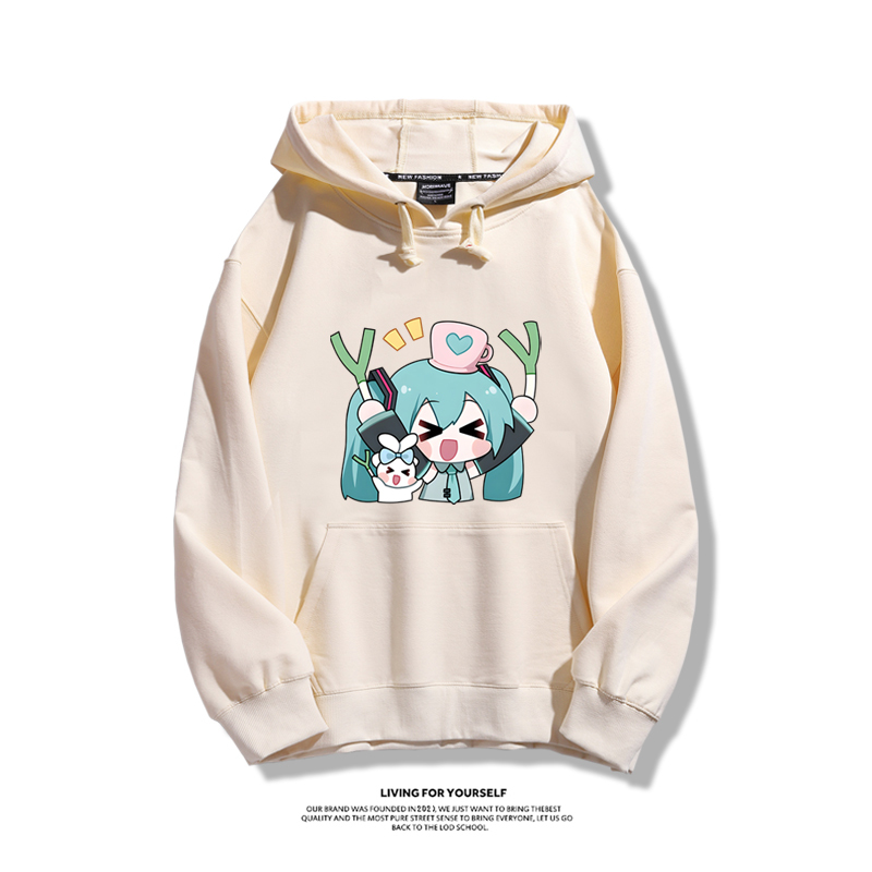 初音未來聯名衛衣2024秋冬新款親子情侶裝薄絨款連帽衛衣