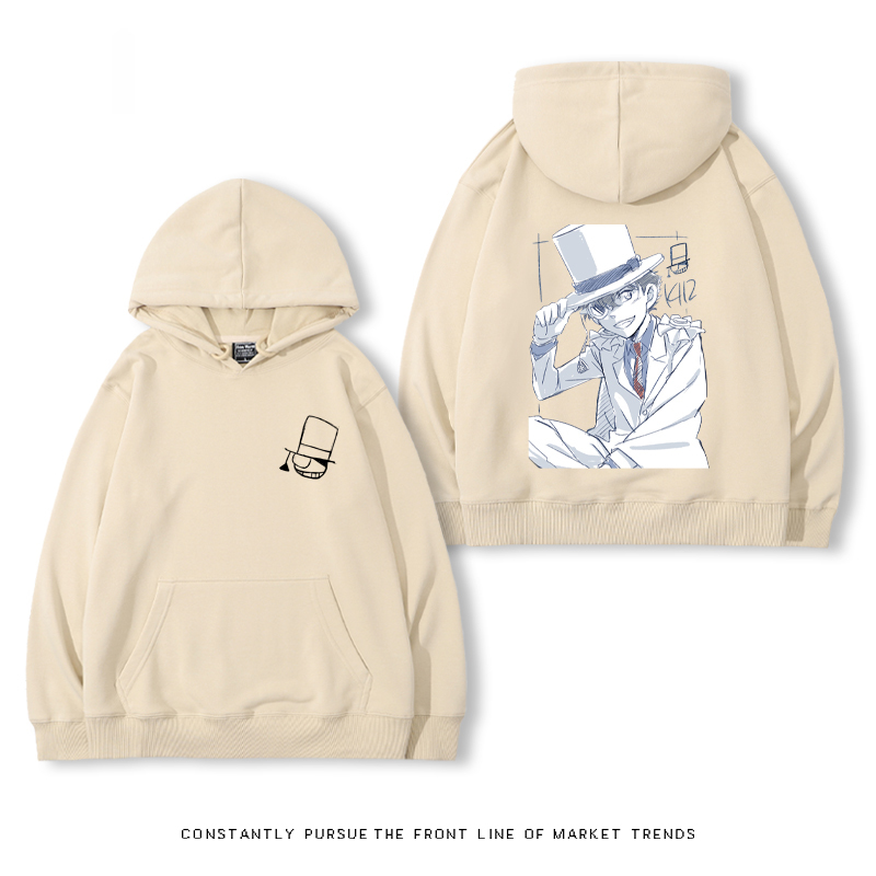 名偵探柯南聯名衛衣2024秋冬新款親子情侶裝薄絨款連帽衛衣