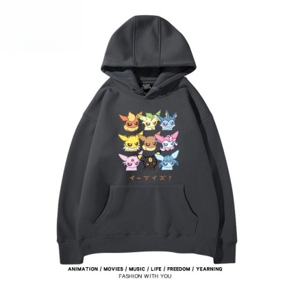 寶可夢伊布家族 聯名衛衣秋冬新款親子情侶裝連帽衛衣