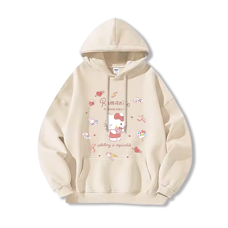 三麗鷗 聯名衛衣2024秋冬新款親子情侶裝薄絨款連帽衛衣