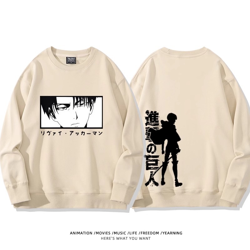 進擊的巨人 聯名衛衣2024秋冬新款親子情侶裝薄絨款連帽衛衣